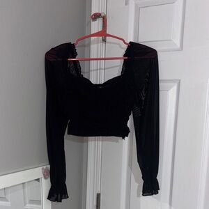 Forever 21 Black Sheer Long Sleeve Blouse